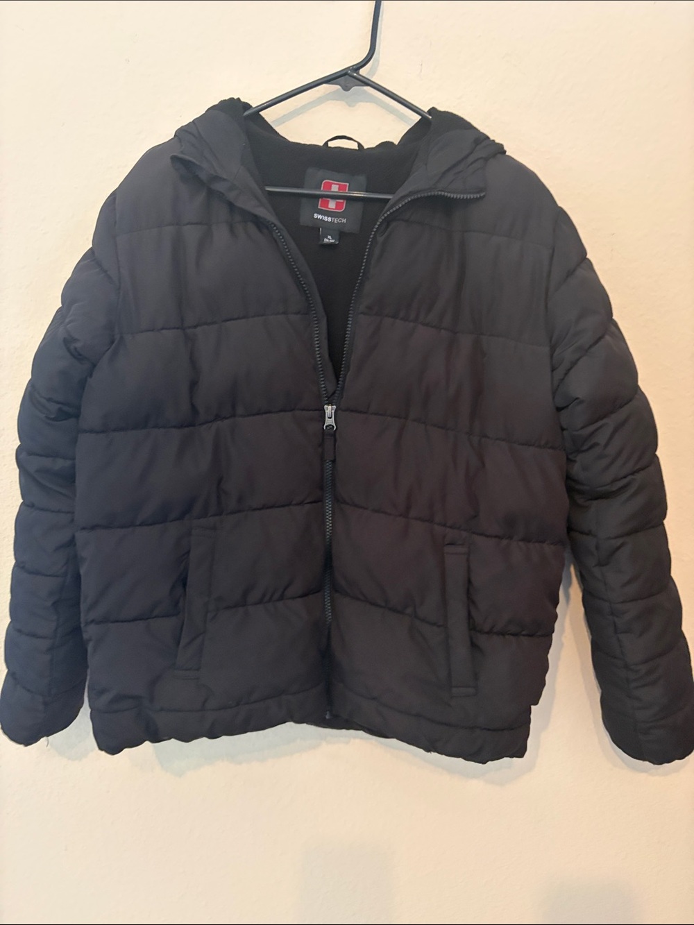 Swiss Tech Kids Black Quilted Hooded Puffer Jacket